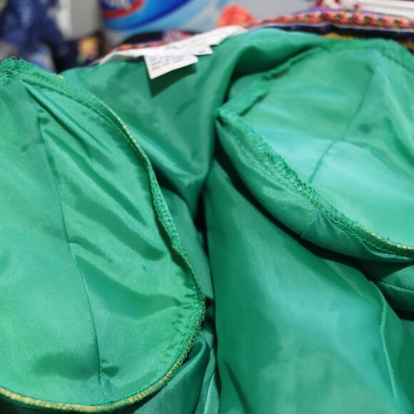 Great Cavalier Vintage Retro Green Mandala Silk Pant Suit Small - Picture 12 of 16